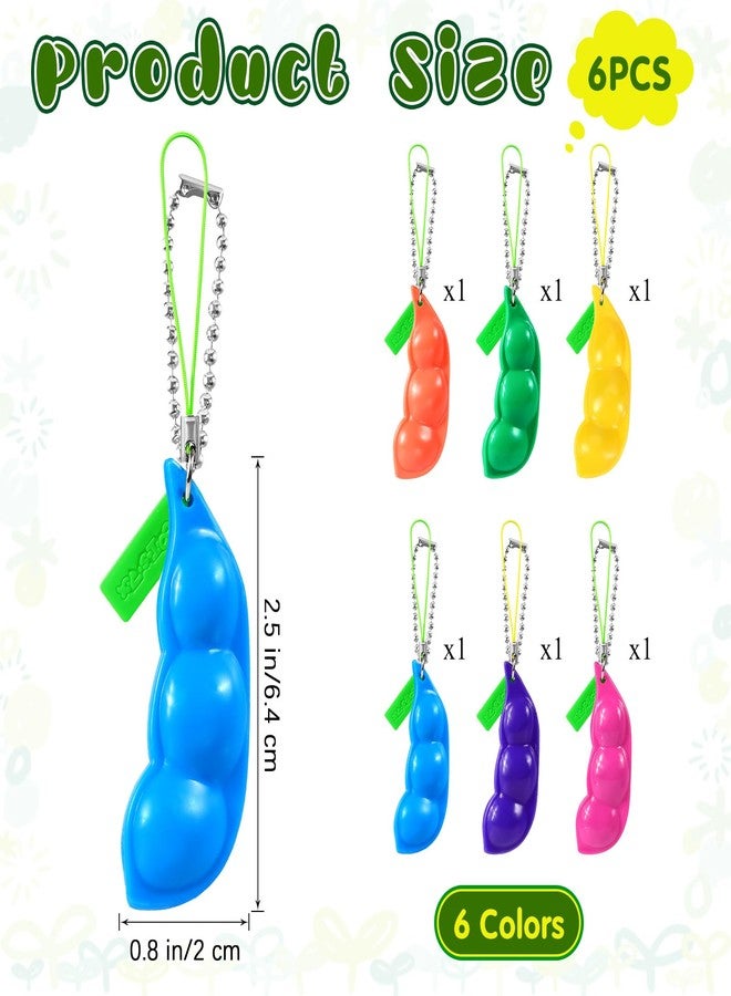 VICROIC 6 PCS Squeeze Bean Keychain, Edamame Pea Keychain Fidget Toys, Colorful Soybeans Fidget Toys Gifts for Kids Adults Stress Relief, Keyring, , Decoration, Party Favors Supplies - Image 2